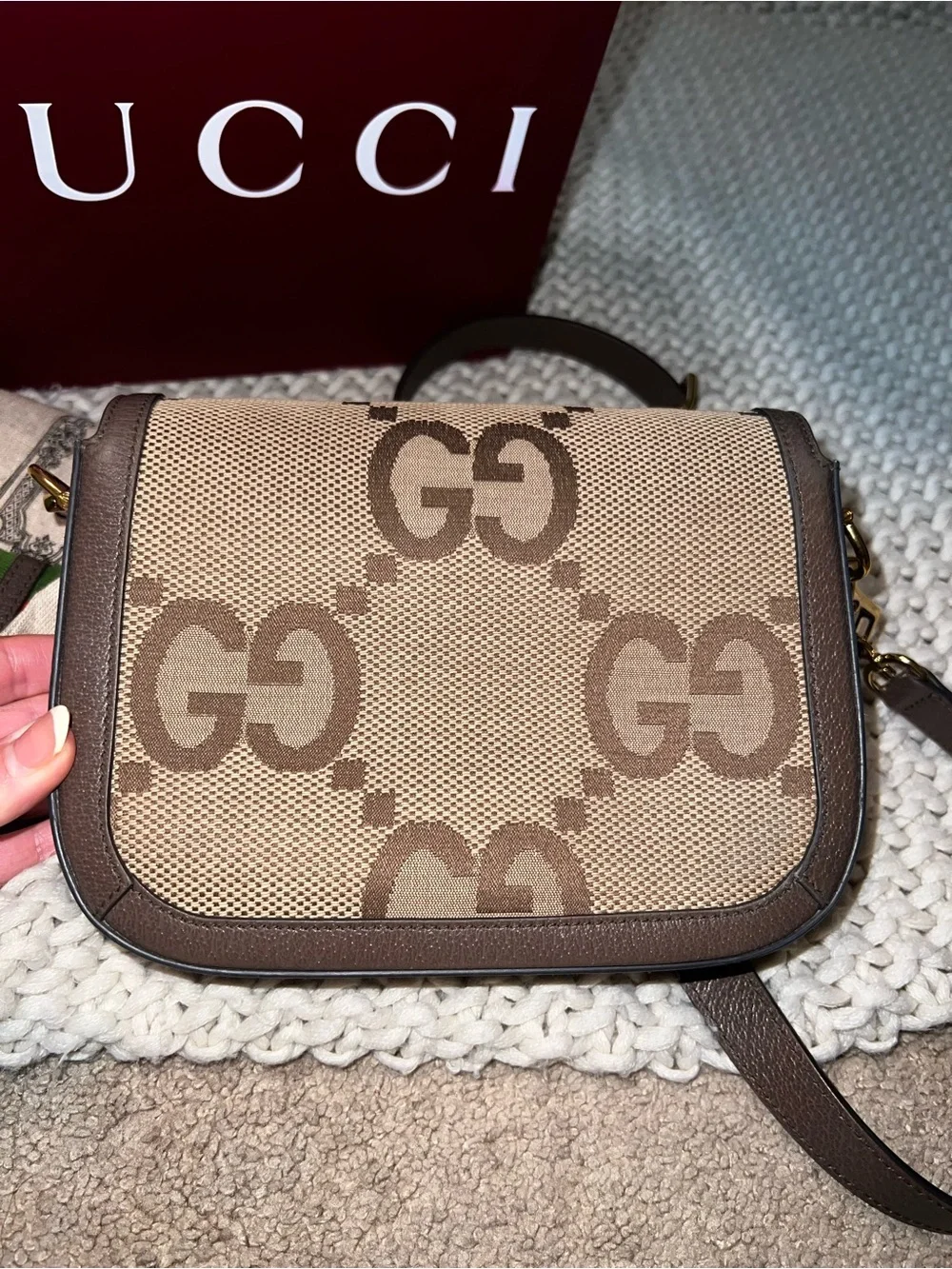 Gucci Monogram Jumbo GG Horsebit 1955 Crossbody Bag - Picture 16 of 16